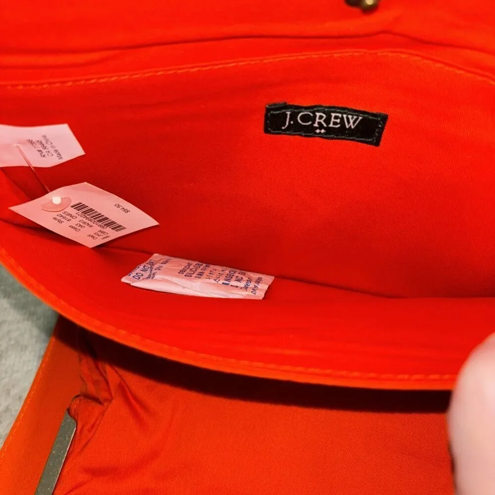 NWT JCrew Cork Clutch Envelope Wallet Purse J Crew Handbag Orange Lining